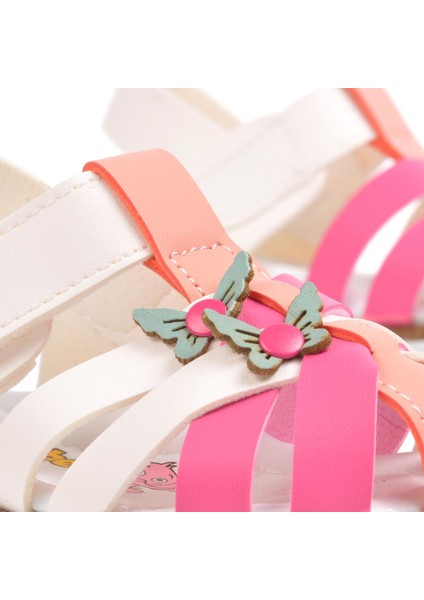 210105 Beyaz-Fuşya-Pembe Comfort Kız Çocuk Sandalet