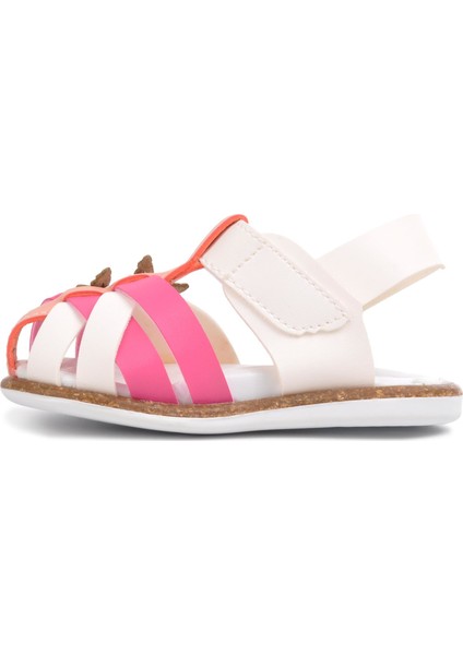 210105 Beyaz-Fuşya-Pembe Comfort Kız Çocuk Sandalet