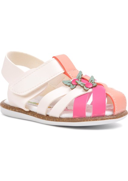 210105 Beyaz-Fuşya-Pembe Comfort Kız Çocuk Sandalet