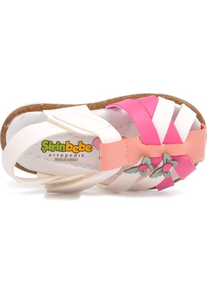 210105 Beyaz-Fuşya-Pembe Comfort Kız Çocuk Sandalet