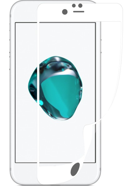 Caseworld Apple iPhone 7 Beyaz Fiber Nano Tam Kaplayan Ekran Koruyucu Esnek Cam