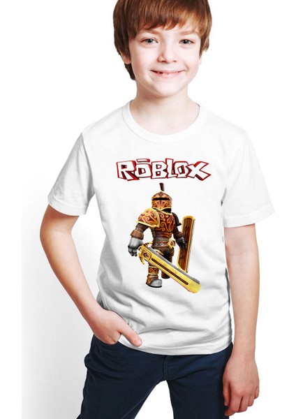 Roblox Baskılı Beyaz Unisex Çocuk T-Shirt M08