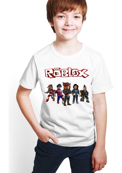 Roblox Baskılı Beyaz Unisex Çocuk T-Shirt M10