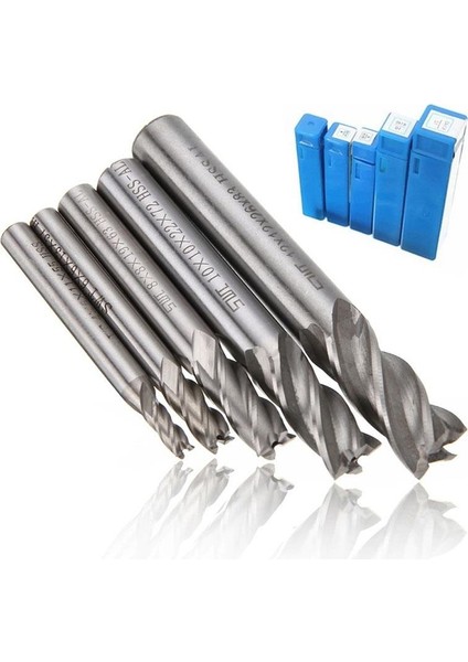 Düz Shank 4 Flüt End Mill Kesici Cnc Uç 5 Li Set 4 Mm-12 mm