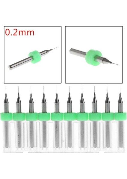 Pcb Matkap Ucu 0,2 mm Tungsten Mikro Karbür 10'lu 18 Shank