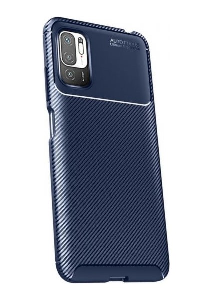 Xiaomi Poco M3 Pro 5g Kılıf Negro Karbon Dizayn Görünüm+Nano Glass Lacivert