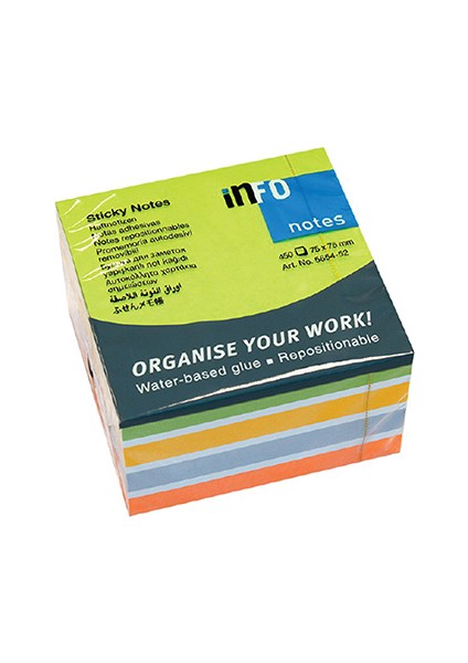 Info Notes 75 x 75 Pastel Karışık Renk 450 Yaprak Note Kağıdı