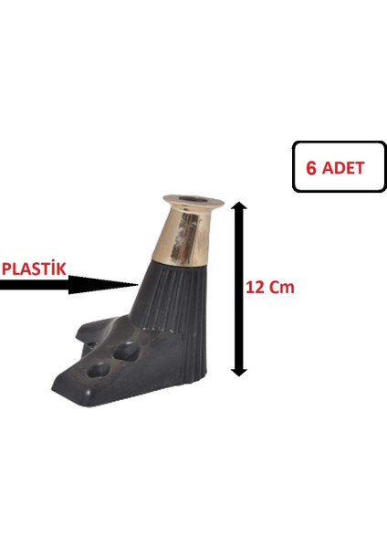 Zirve Çizgili Ayak Koltuk Kanepe Tv Ünitesi Ayağı Plastik Mobilya Ayağı 12 cm 6 Adet