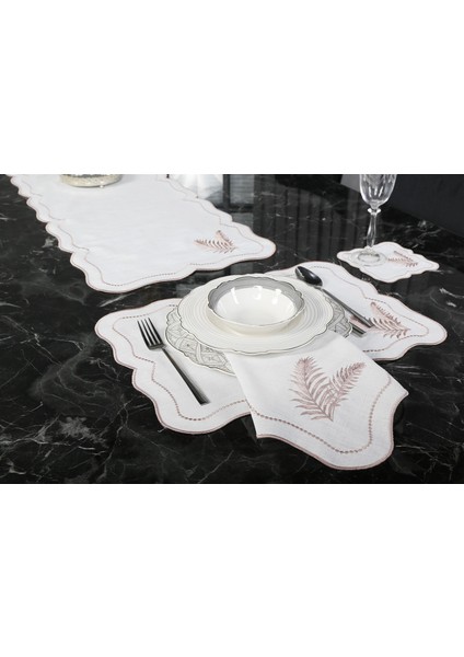 Caka Home 2 Li Peçete Yaprak Nakışlı Keten Efektli fiyatları