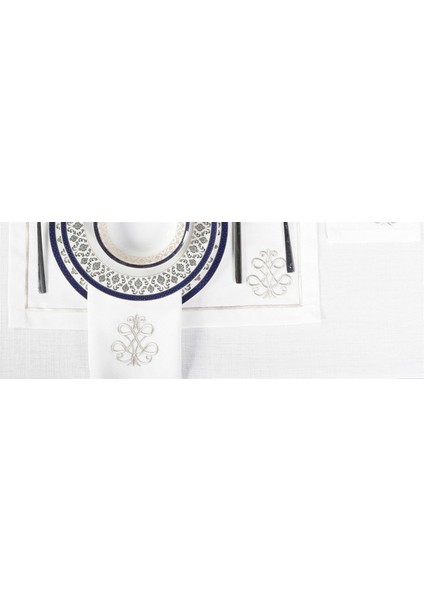 Caka Home 2 Li Peçete 3D Nakışlı Keten Efektli