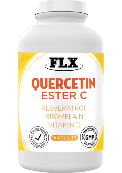 Quercetin Complex Kuersetin Ester C Vitamin D Aserola Rutin Resveratrol Magnezyum Bromelain 180 Tablet