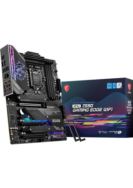 Msı Mpg Z590 Gamıng Edge Wıfı, Soket 1200 Ddr4 5333 (Oc) Pcı-E Gen 4 M.2 USB 3.2 2.5g Lan Wi-Fi 6 Atx Anakart