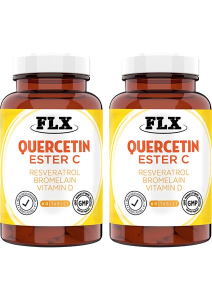 Quercetin Complex Kuarcetin Ester C Bromelain Vitamin D Rutin Resveratrol Magnezyum Aserola 60 Tablet X 2 Kutu