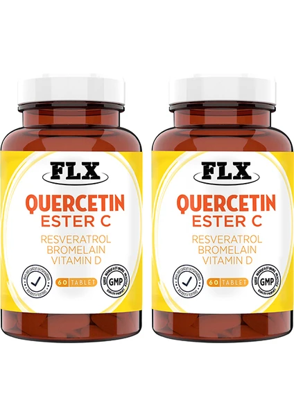 Flx Quercetin Complex Kuarcetin Ester C Bromelain Vitamin D Rutin Resveratrol Magnezyum Aserola 60 Tablet X 2 Kutu