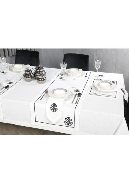 Caka Home 16 Parça Masa Seti 3D Nakışlı Keten Efektli fiyatları