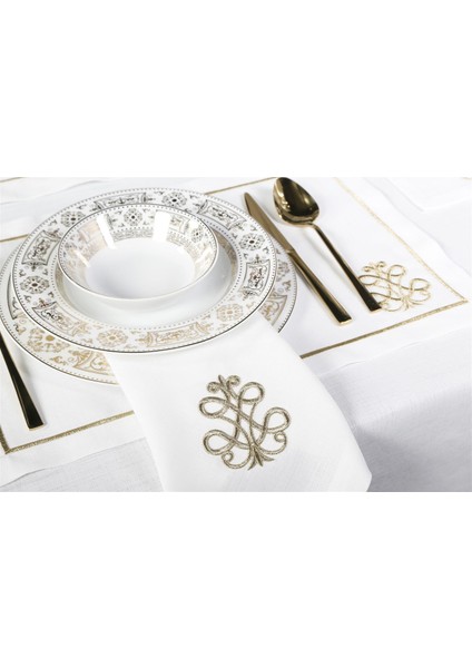 Caka Home 16 Parça Masa Seti 3D Nakışlı Keten Efektli modelleri