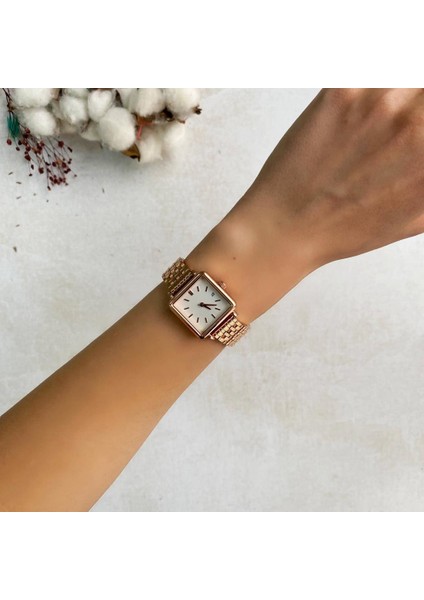 Minimal Kare Rose Kadın Saati