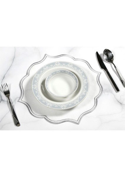 Caka Home 2'li Supla Nakışlı Oymalı Keten Efektli Gri Renkli