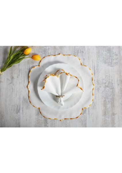 Caka Home 2 Li Supla Ebruli Nakışlı Keten Efektli