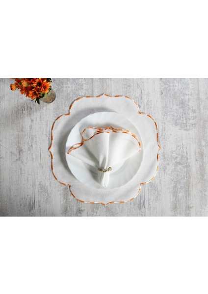 Caka Home 2 Li Supla Ebruli Nakışlı Keten Efektli