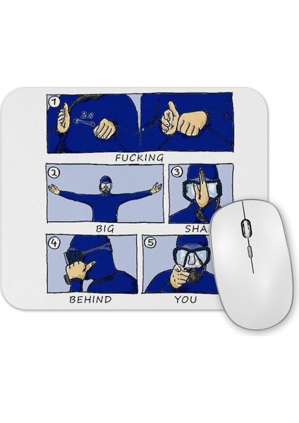 Scuba Big Shark Balık Adam Mouse Pad