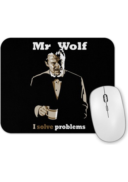 Mr Wolf I Solve Problems Mouse Pad