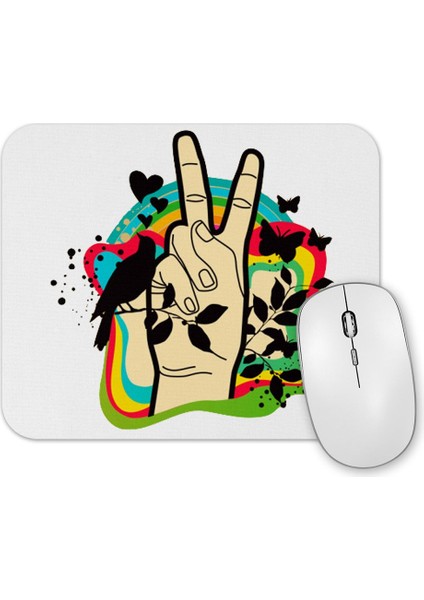 Peace Love Barış Işareti Mouse Pad