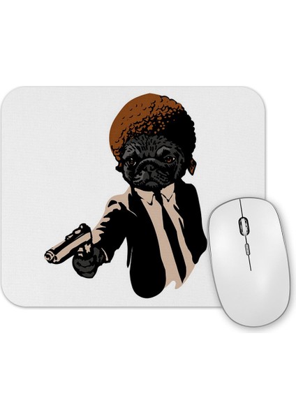 Baskı Dükkanı Silahlı Pug Köpek Mouse Pad