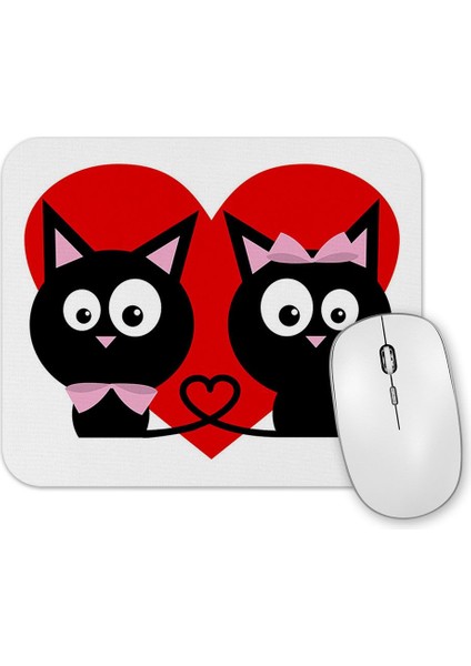 Kedicikler Kalp Cats Kedi Mouse Pad