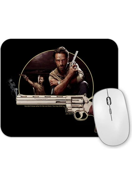 Baskı Dükkanı The Walking Dead Rick Siyah Zemin 2 Mouse Pad