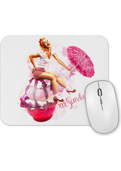Ice Cream Umbrella Pinup Bow Mouse Pad