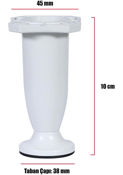 Ayarlanabilir Dolap Mobilya Koltuk Kanepe Sehpa Ayağı 10 Cm Plastik Beyaz Ayakları