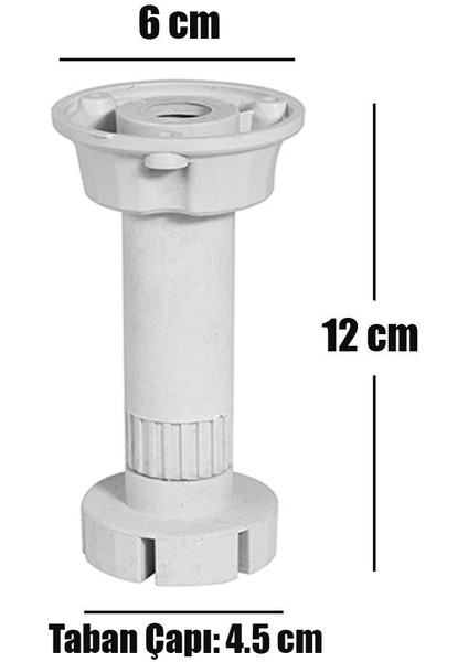 Ayarlanabilir Dolap Mobilya Tezgah Yükseltme Yükseltici Ayağı 12 Cm Gri Ayakları