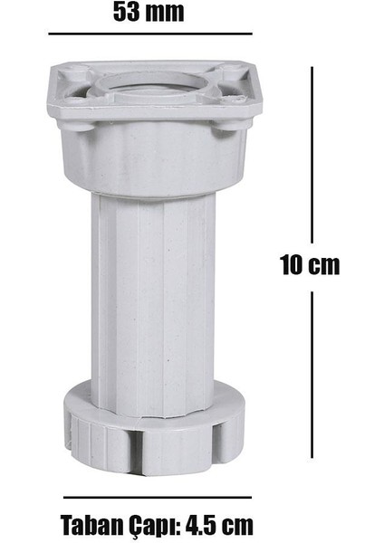 Ayarlanabilir Dolap Mobilya Puf Sehpa Tezgah Yükseltme Yükseltici Ayağı 10 Cm Gri Ayakları