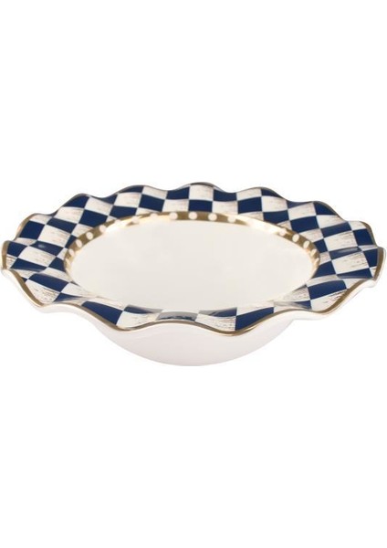 Lacivert Beyaz Dama Avangarde Kase 28CM