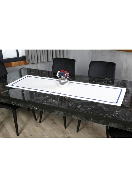 Caka Home Runner Zikzak Nakışlı Keten Efektli