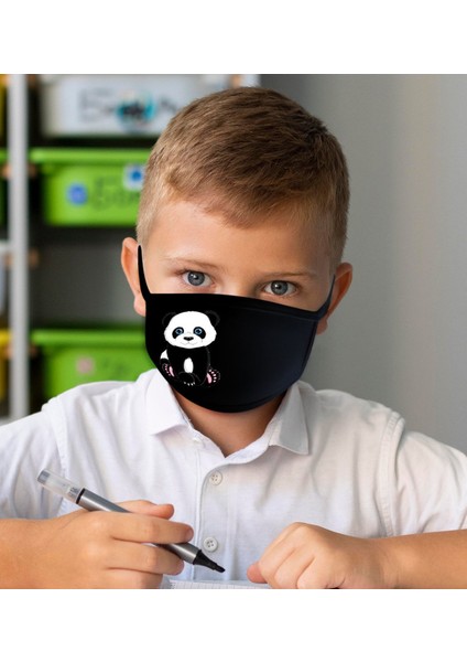 20 Adet Yıkanabilir Siyah Çocuk Maske-8
