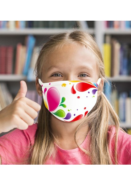 50 Adet Yıkanabilir Beyaz Çocuk Maske-14