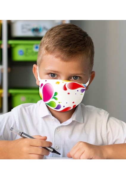 50 Adet Yıkanabilir Beyaz Çocuk Maske-14