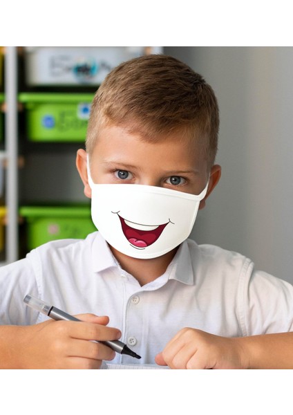 20 Adet Yıkanabilir Beyaz Çocuk Maske-5