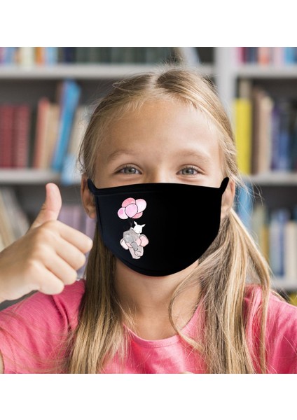 50 Adet Yıkanabilir Siyah Çocuk Maske-9