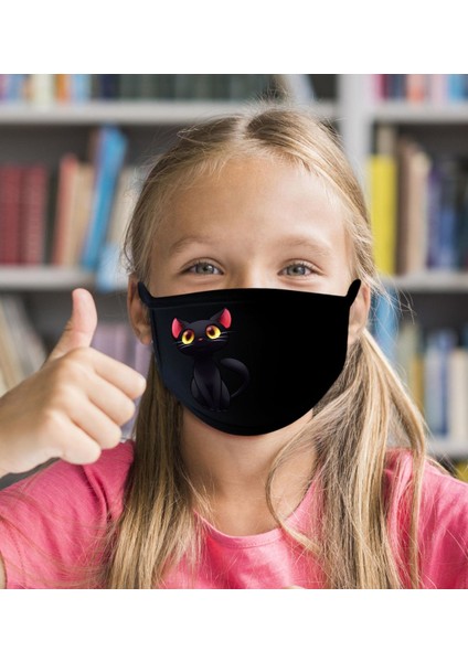 50 Adet Yıkanabilir Siyah Çocuk Maske-6