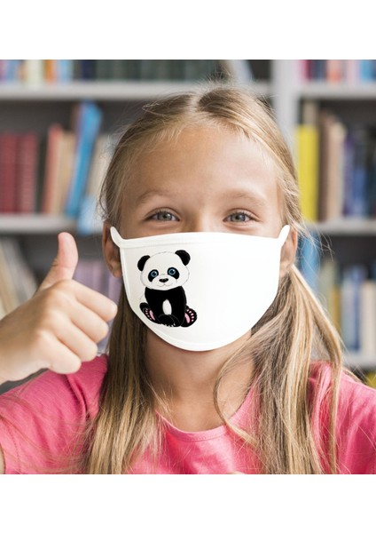 50 Adet Yıkanabilir Beyaz Çocuk Maske-8