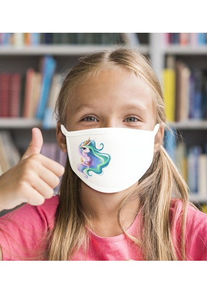 50 Adet Yıkanabilir Beyaz Çocuk Maske-7