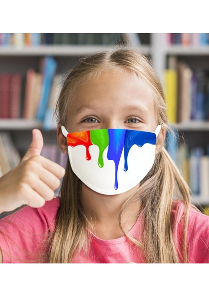 50 Adet Yıkanabilir Beyaz Çocuk Maske-4