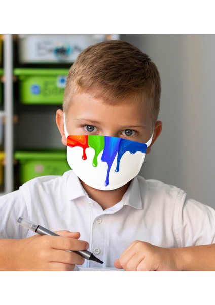 50 Adet Yıkanabilir Beyaz Çocuk Maske-4