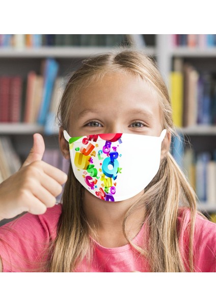 20 Adet Yıkanabilir Beyaz Çocuk Maske-3