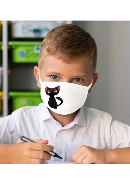 Yıkanabilir Beyaz Çocuk Maske-6