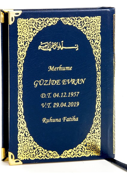 50 Adet - Isim Baskılı Ciltli Yasin Kitabı - Çanta Boy - 208 Sayfa - Lacivert Renk - Mevlid Hediyeliği