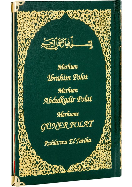 50 Adet - Isim Baskılı Ciltli Yasin Kitabı - Orta Boy - 128 Sayfa - Yeşil Renk - Cemiyet Hediyeliği
